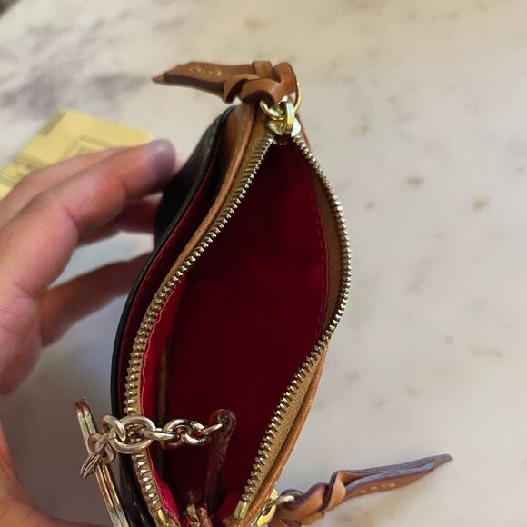 Dooney & Bourke Vintage Navy/Brown Card Key Holder Bag Charm - Picture 10 of 11